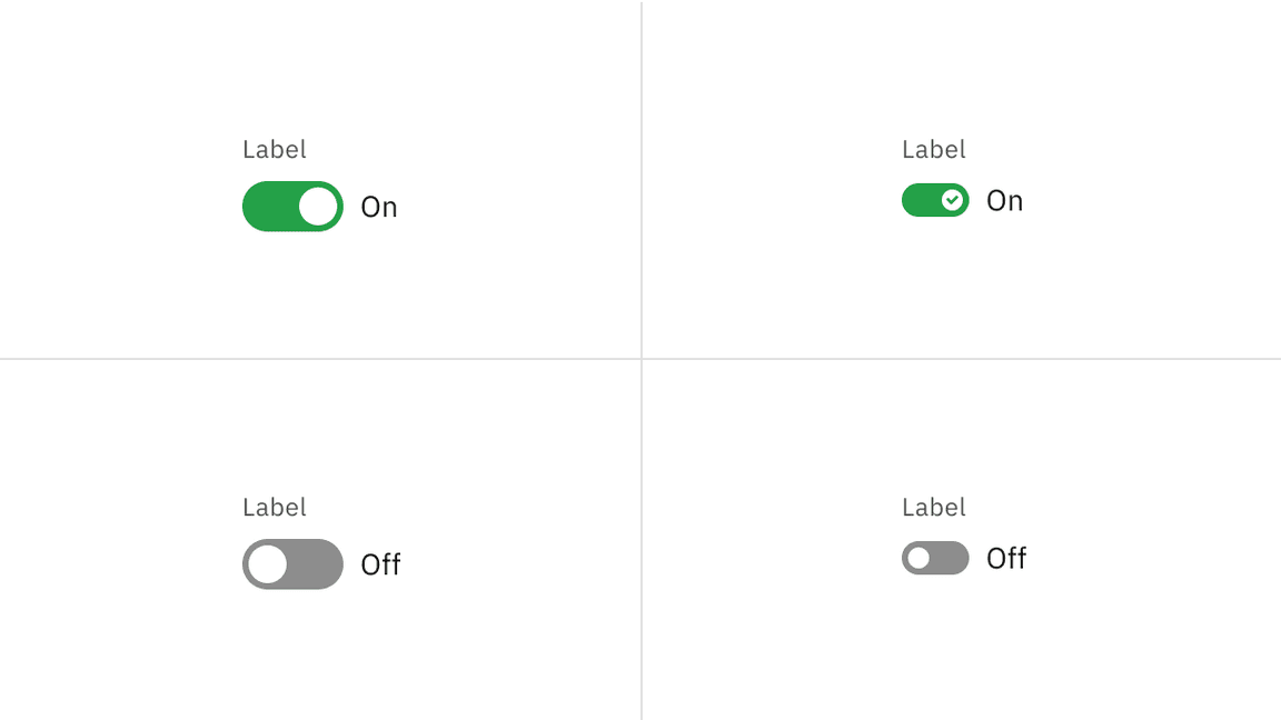 On and off toggle states